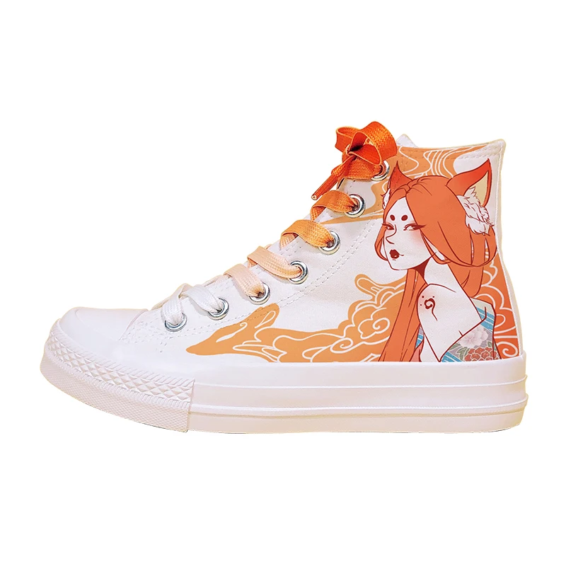 Amy and Michael Original Design Hand Painted Canvas Shoes High Top Tennis Female Students Plimsolls Flat Woman Vulcanize Shoes