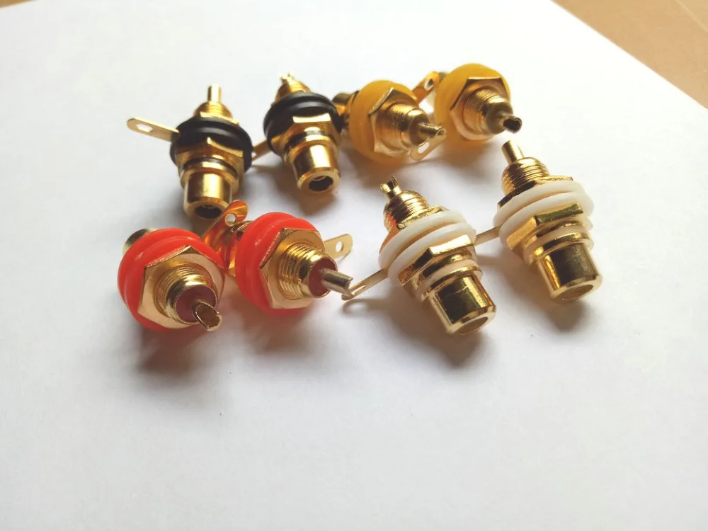 80pcs 4 color Gold Plated RCA Female Jack Panel Mount Chassis Socket connector New