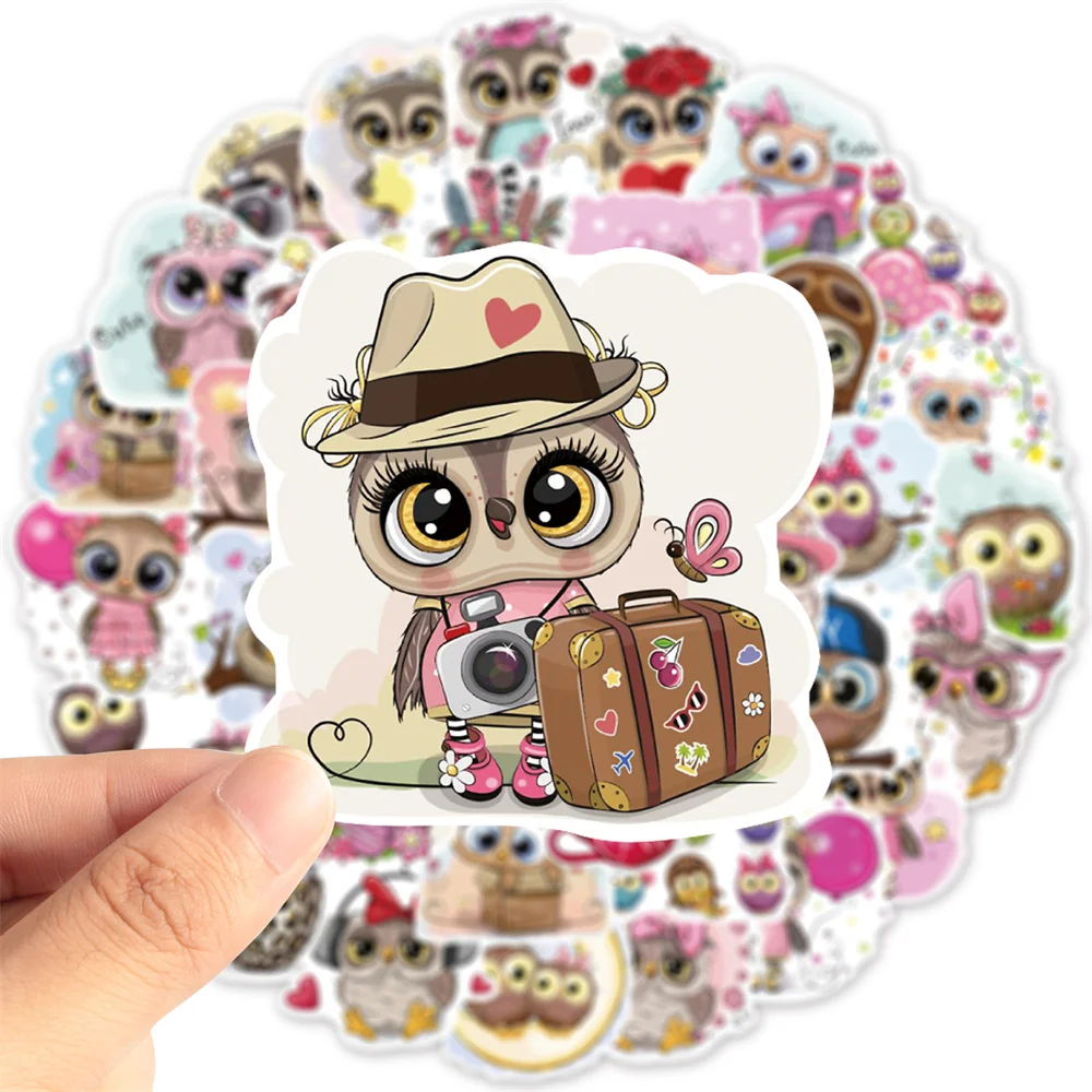 10/30/50PCS New Cartoon Owl Personalized Decoration Graffiti Waterproof Sticker Notebook Refrigerator Water Cup Helmet Wholesale