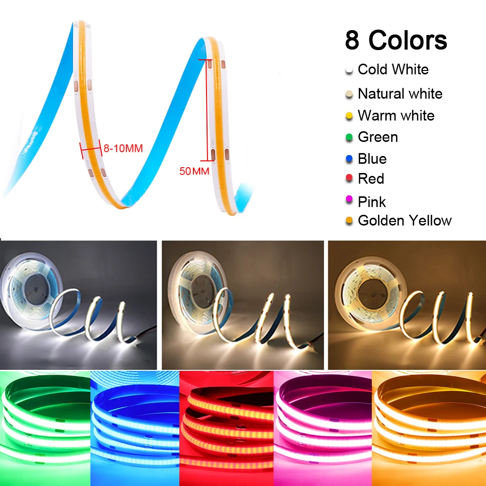 DC 5V LED COB Strip Light USB High Density Linear Lighting 320LED Flexible Tape Lights Warm Natural White Red Blue Green Decor