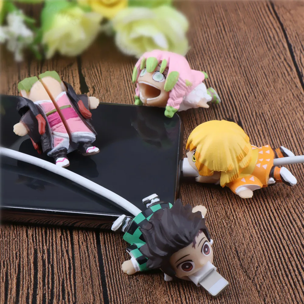 Anime Charger Protector Cable Demon Slayer Cable Organizer Cute Usb Cable Protector Cartoon Animal Organizador For iPhone