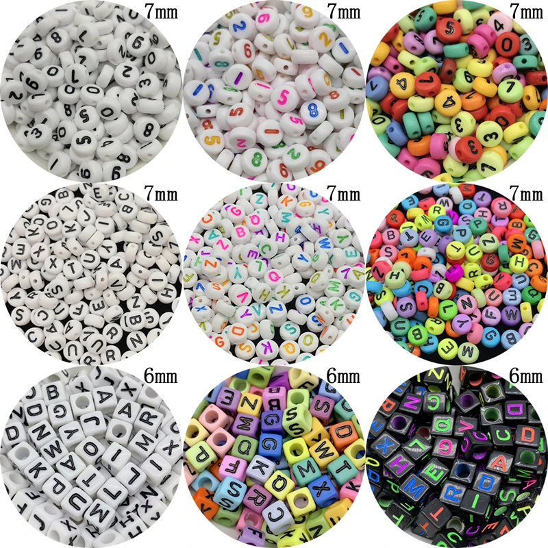 100pcs/Lot Letter Beads Oval /Square Shape Multi Number Letter Beads For Jewelry Making DIY Charms Bracelet Necklace Accessories