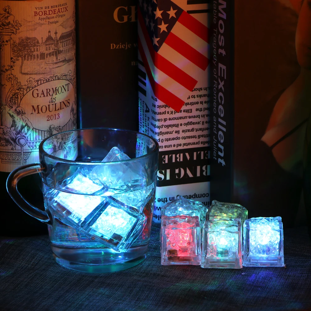 DIY Colorful Flash LED Ice Cubes Touch Sensitive Lights Festival Wedding Party Xmas Decor LED Night Glowing Light Drinking 1PC