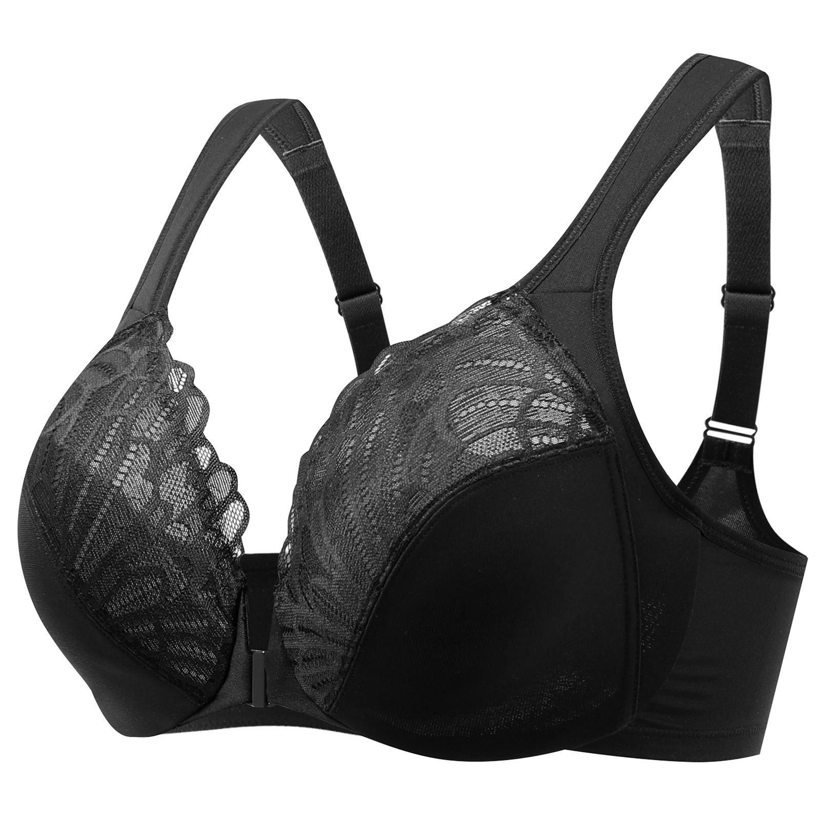 MELENECA Front Closure Bras for Women Underwire Sexy Lace Cup Cushion Strap