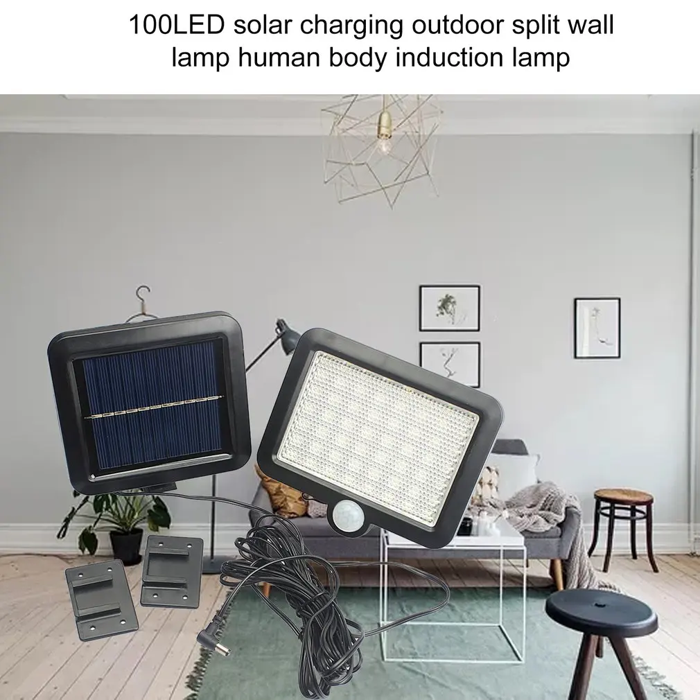 Lámpara de luz infrarroja con Sensor de movimiento para exteriores, 100LED, energía Solar, impermeable, para jardín, valla, Patio, seguridad, montada en la pared
