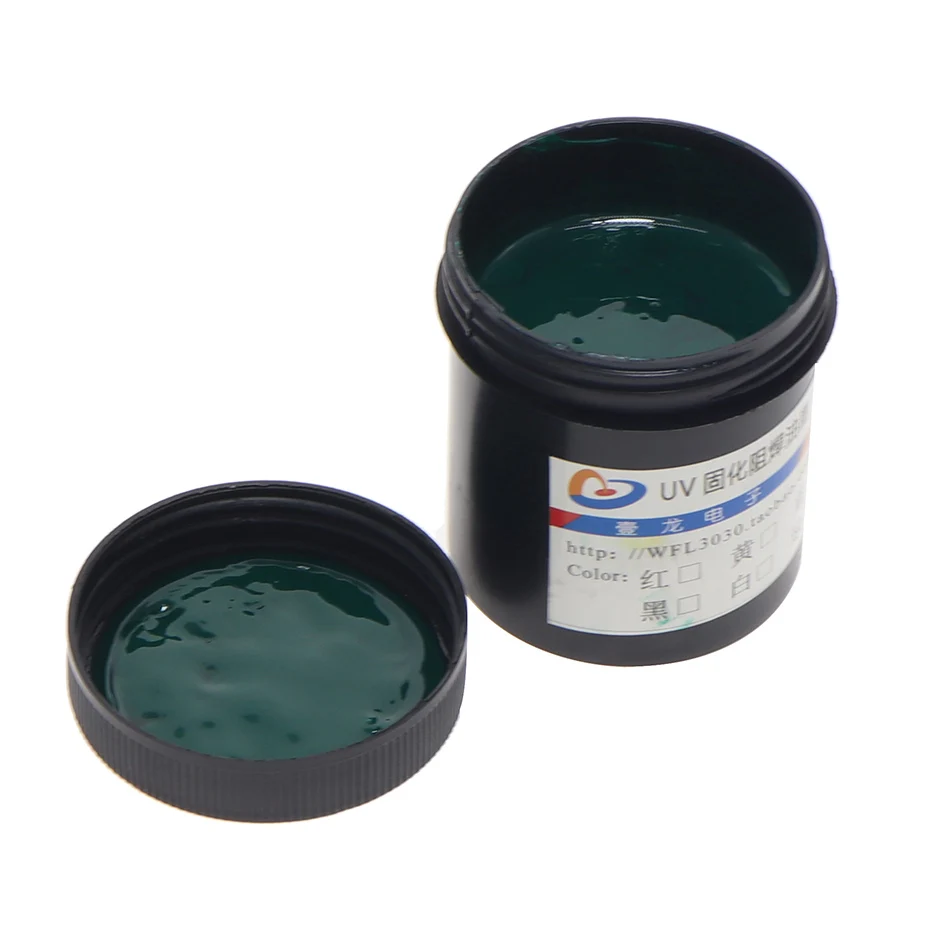 Encre verte photosensible UV, peinture de protection spéciale pour circuit imprimé, masque de soudure durci, noir, rouge, blanc, vert, 1 pièce