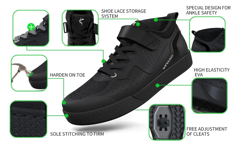 Sandugo Cycling Shoes for Men Apply to Mountain Bike Downhill Uphill and Indoor Bicycle Compatible With SPD and FlatPedal