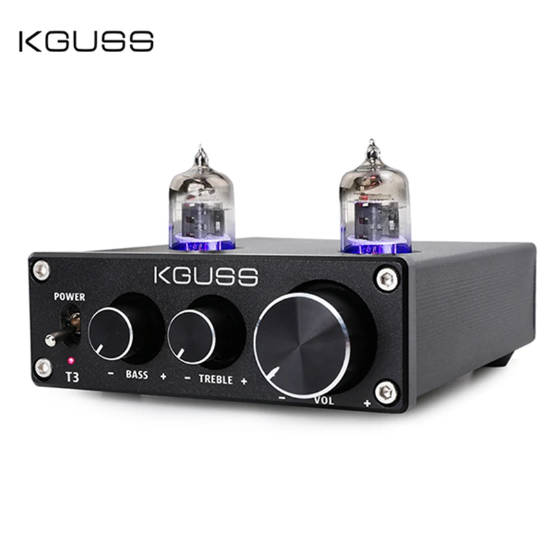 KGUSS T3 MINI Bile 6J1 Preamp Tube Amplifier Buffer HIFI Audio decoderTreble Bass Adjustment Pre-amps DC12V