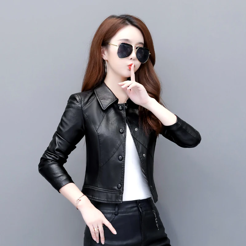 Spring New Women\'s Leather Jacket Female Mid-length Fashion Long And Short Two-wear Coat Korean Slim Ladies Sheepskin Jackets