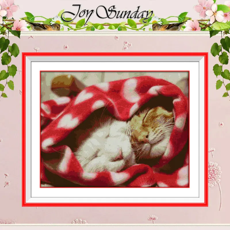 Sleeping Cats Patterns Counted Cross Stitch Set DIY 11CT 14CT 16CT Stamped DMC Cross-stitch Kit Embroidery Needlework Home Decor