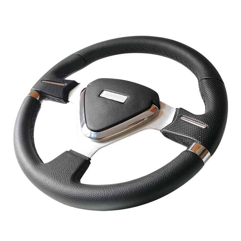 Universal 14inch 350mm Racing Sport Steering Wheel Flat Type Alloy Spoke Car Steering Wheel With Triangle Horn Botton