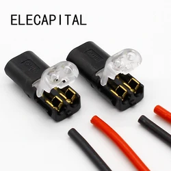 10pcs 2p Spring Connector wire with no welding no screws Quick Connector cable clamp Terminal Block 2 Way Easy Fit for led strip