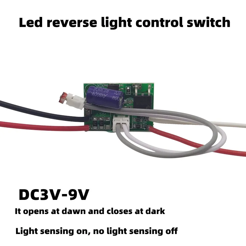 DC3V-9V 3.7V 7.4V 5V led interruptor de controle de luz reversa. Interruptor de controle de luz LED para parque de diversões. Fechado após o escuro