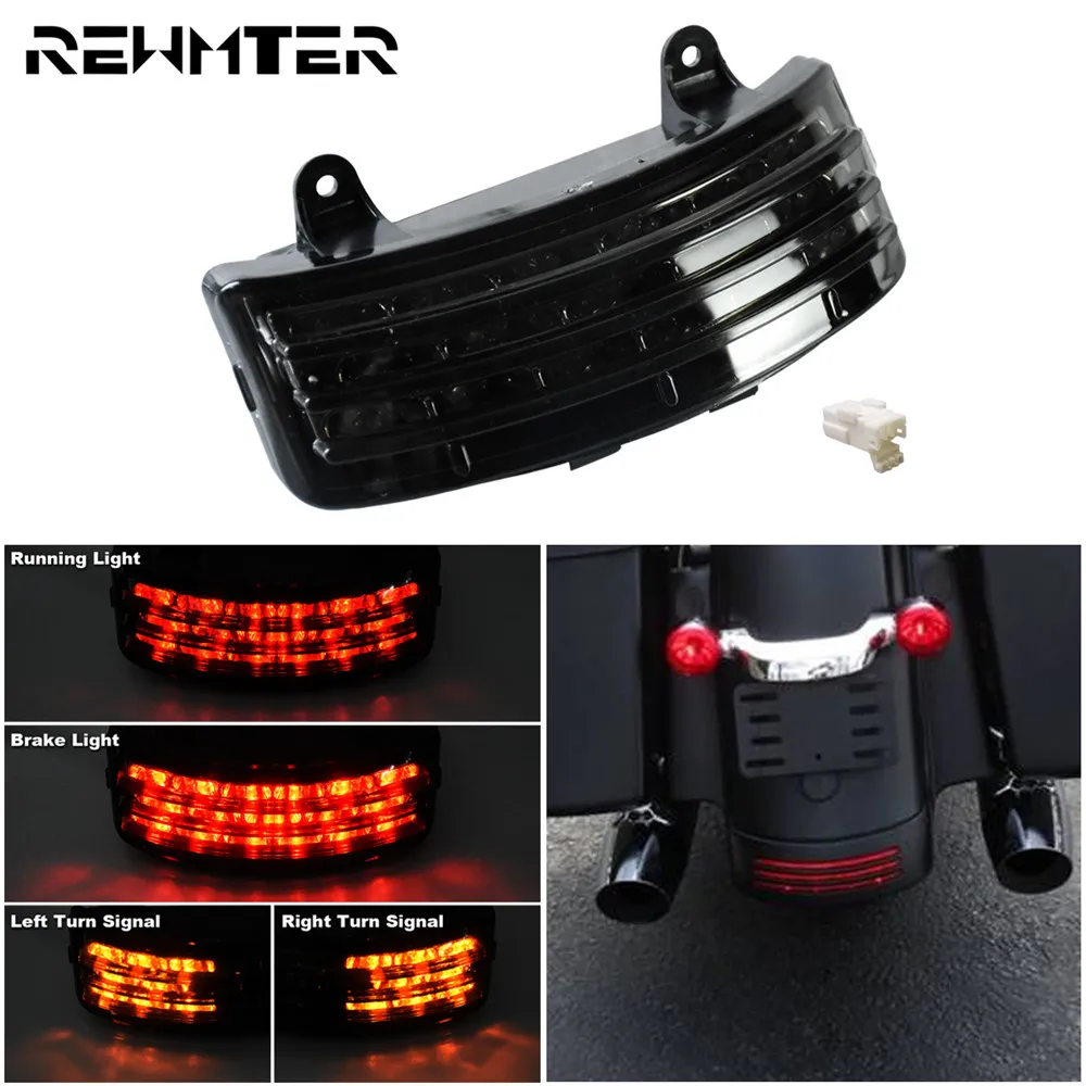 Motorcycle Tri-Bar LED Rear Fender Turn Signal  Brake Light Taillight Lamp 12V For Harley Touring Street Glide 06-09 FLHX FLTRX