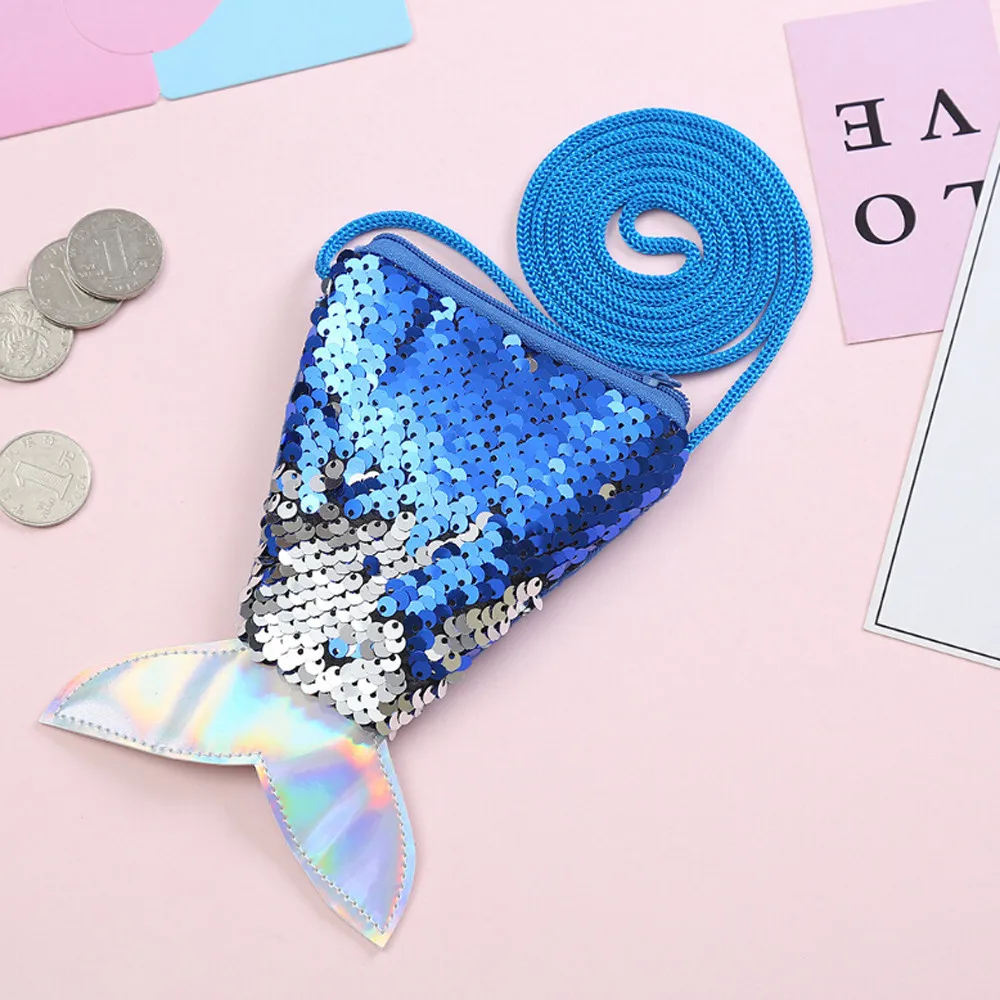 Christmas Decoration Elegant Ms. Mermaid Tail Sequined Wallet Girl Messenger Bag Sling Card Bag Glitter Zero Children\'s Gifts