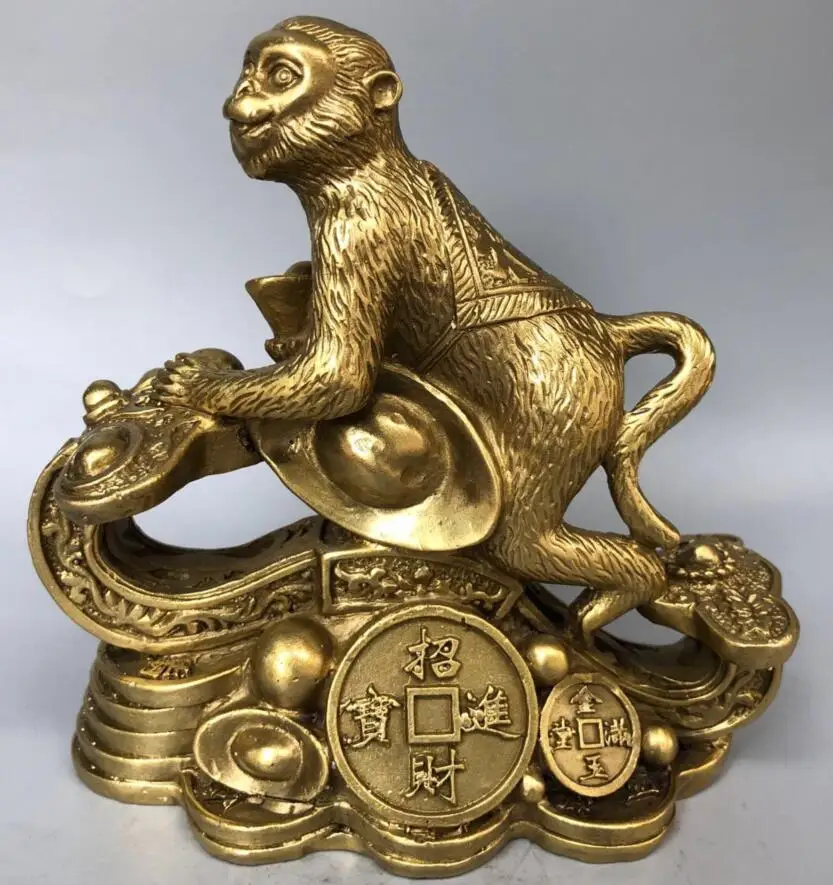 

China brass seiko ruyi monkey wealth crafts statue