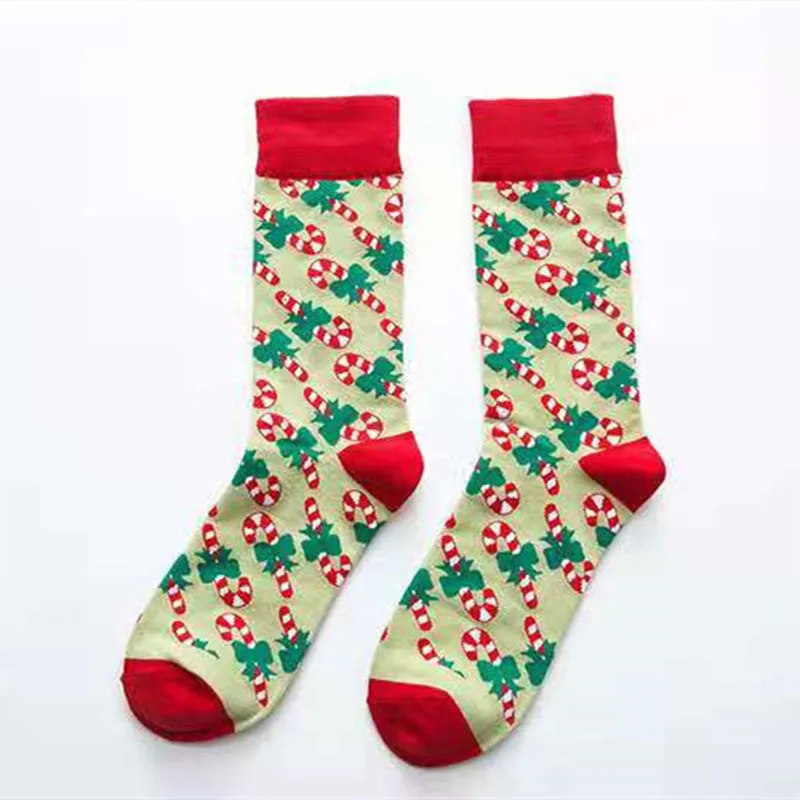 

1 Pair Christmas Cotton Socks For Women Men Couples Elder Elk Snowman White Small Tree Middle Tube Sock New Year Size 37-40