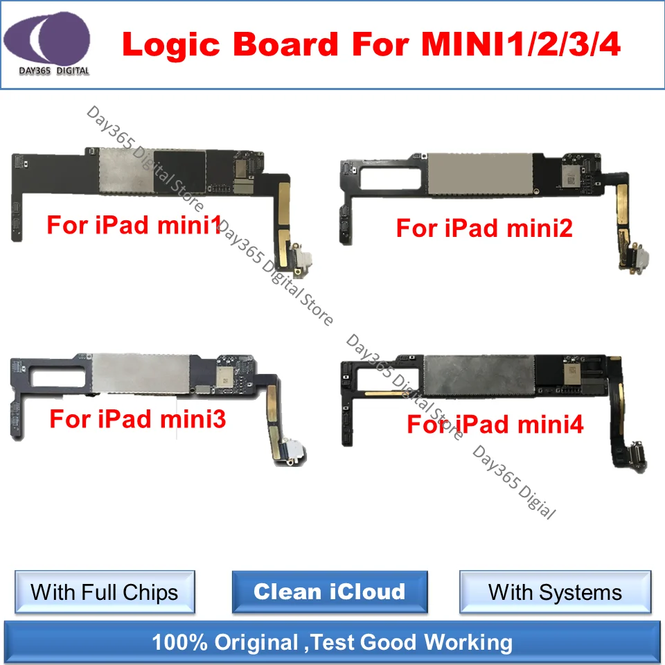 iCloud free Unlocked Logic Boards for ipad 2 3 4 5 Air air2 Motherboard Unlocked for mini 1 2 3 4 a1474 a1566 a1489 a1599 A1538