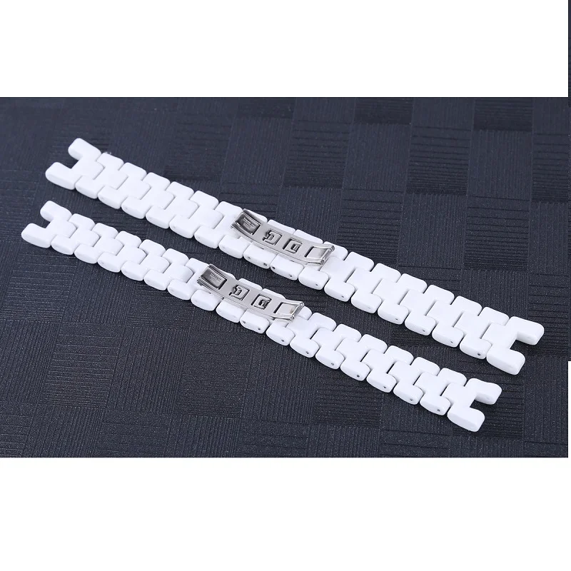 16cmx16.2mm 19cmx18.6mm White Ceramic Watch Band Universal Men Women Ceramic Watch Strap Notched White Bracelet