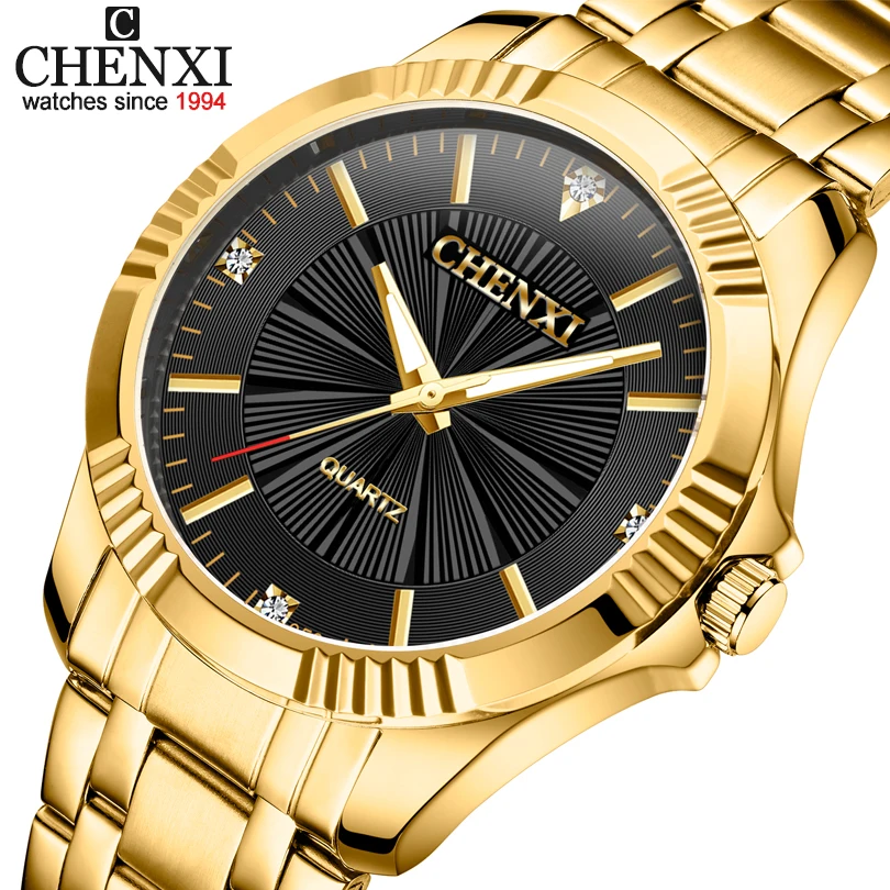 Top Quality Clock Fashion Men Luxury CHENXI Brand Gold Stainless Steel Quartz-Watch Wrist Watches Wholesale Golden Watch men