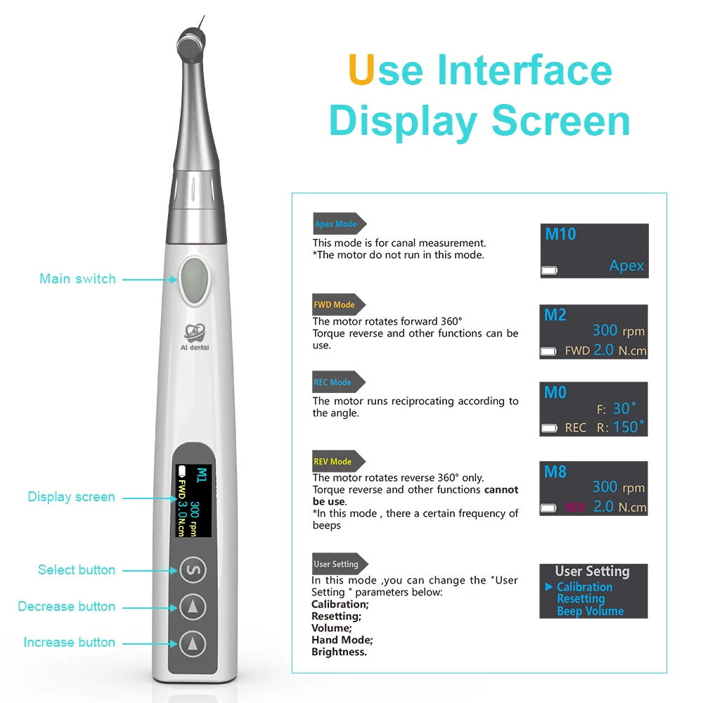 2 In 1 Dental Wireless Endo Motor Built In Apex Locator Root Canal Treatment Reciprocating  360°Adjustable Handpiece AI-EP-Smart