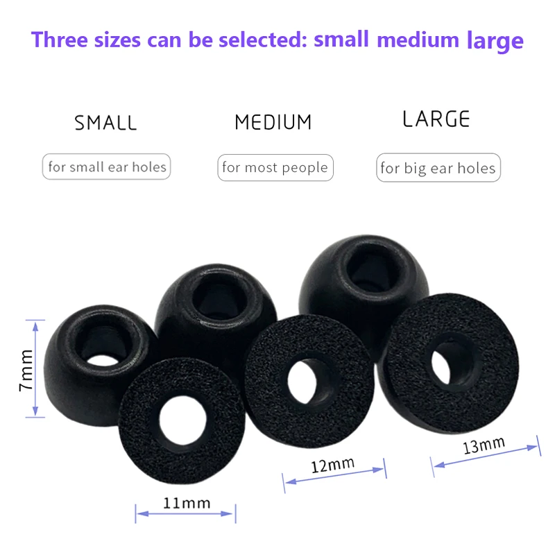 3คู่หน่วยความจำโฟมแผ่นรองหูฟังสีดำ4.5มม.หัวเข็มขัด (L M S) สำหรับ TWS หูฟังไร้สาย Bluetooth หูฟังสำหรับ Redmi Airdots 3 Pro