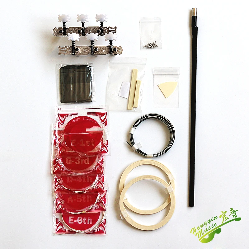 Imagem -05 - Iniciantes Aprender a Fazer Guitarra Clássica Faça Você Mesmo Kit Sólida Spruce Placa Superior Mais Madeira Compensada Sapele Lado de trás Mais Okoume Pescoço