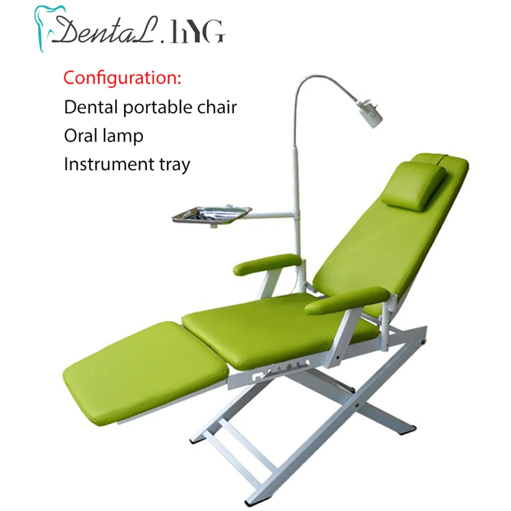 Dental Folding Chair Portable Unit with Air Turbine Unit with LED Oral Light Lamp With Water Flushing Mobile