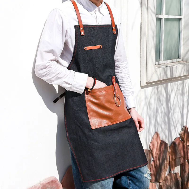 

Canvas Apron Barista Milk Tea Baking Shop Restaurant Waiter Nail Salon Denim Overalls Men and Women