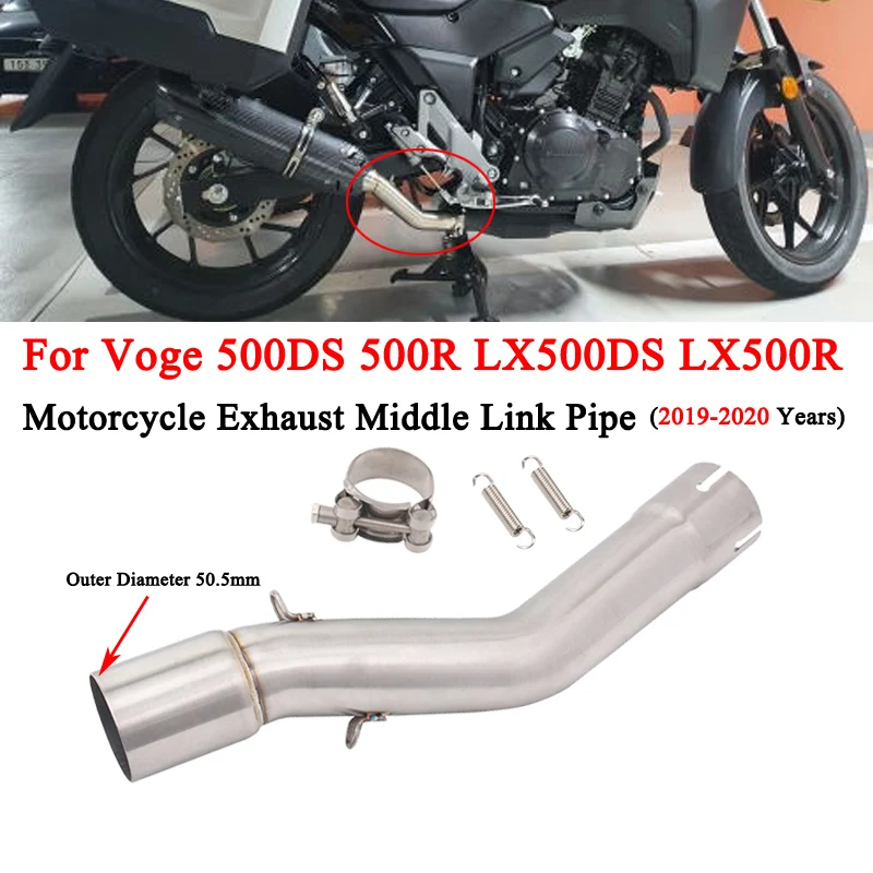 

Motorcycle Exhaust Escape Middle Mid Link Pipe Connecting 51MM Moto Muffler For Voge 500DS 500R LX500DS LX500R DL250 2019 2020