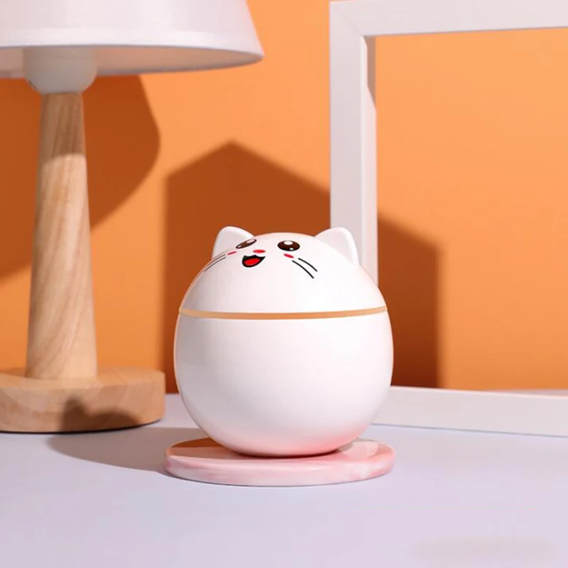 Humidificateur d'air pour la maison, machine de brume ultrasonique de voiture avec des lampes USB colorées de chat de nuit Mini purificateur d'air de bureau