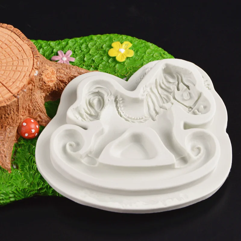 Resin Rocking Horse Silicone Mold Kitchen Baking Tool DIY Cake Pastry Fondant Moulds Dessert Chocolate Lace Decoration Supplies