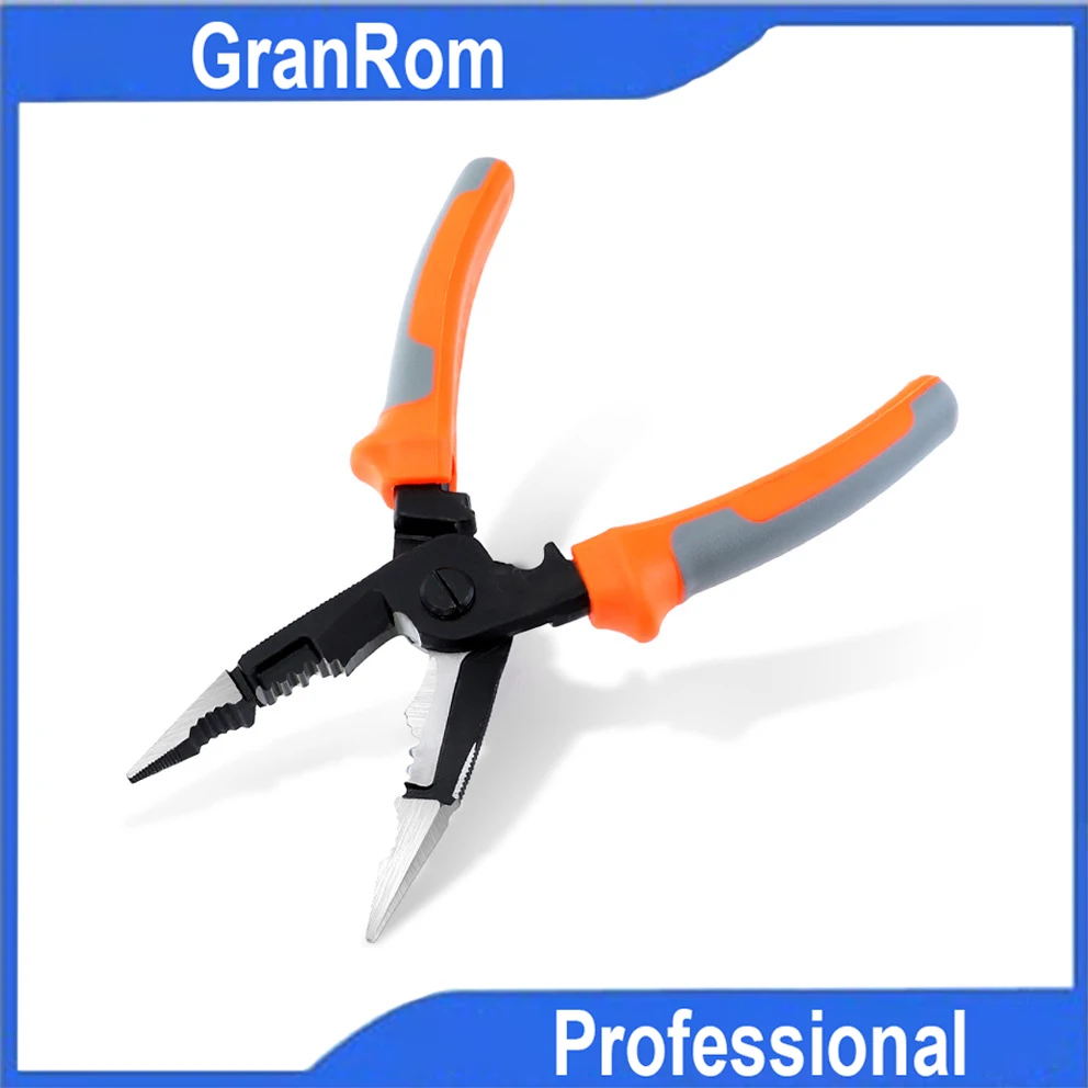 

5-in-1 Multi-Functional Electrical Wire Stripper 8" Needle Nose Pliers Crimping Tool Chrome Vanadium Alloy Steel Cable Cutter