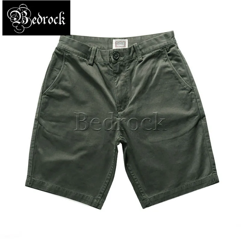 Short Straight Casual Army Pants VINTAGE CHINO overalls shorts men\'s loose Summer khaki five-point pants twill Retro Amry Green