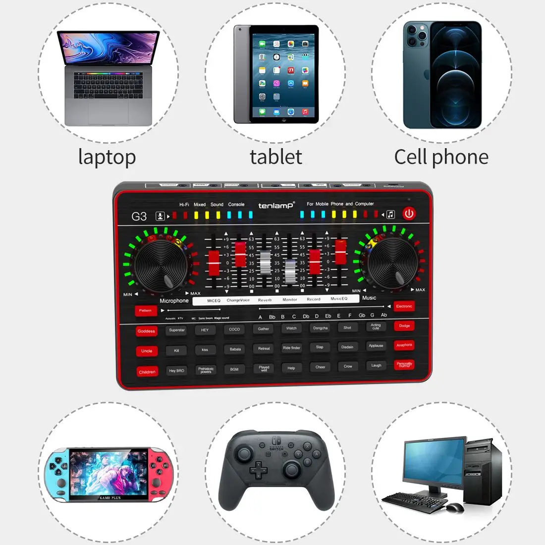 2022 tenlamp g3 placa de som y10 microfone conjunto profissional podcast condensador microfone para karaoke youtube estúdio gravação microfone