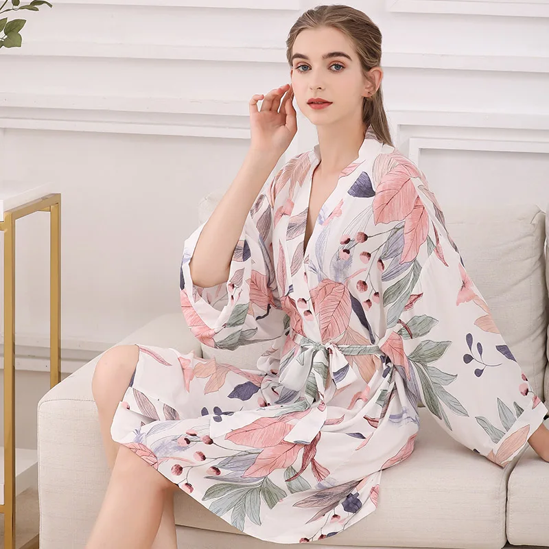 Robe de nuit en popeline pour femme, style Kinomo, zone douce, confortable, mince, printemps et été, nouveau, 2023