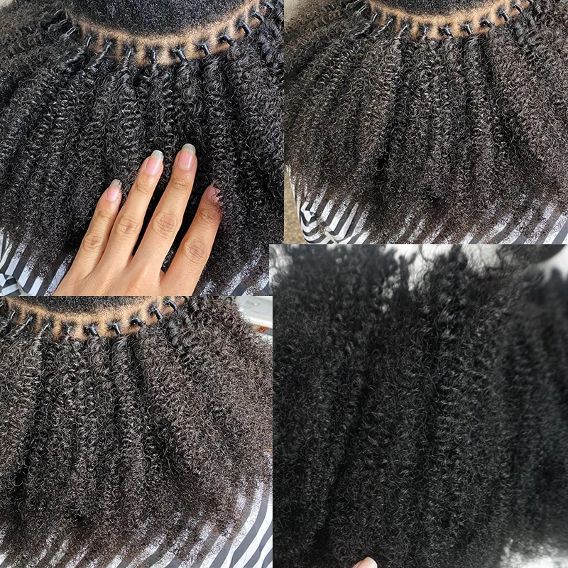 Extensiones de cabello humano rizado Afro para mujeres negras, extensiones de cabello brasileño con punta I, cabello Virgen sin procesar a granel