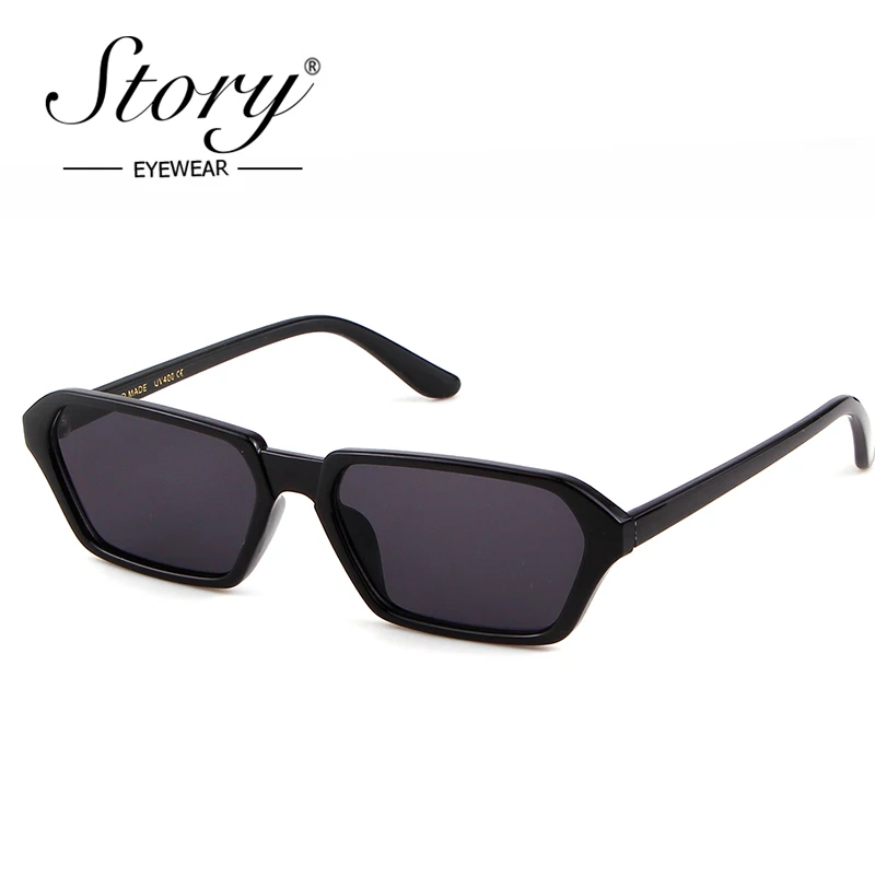 STORY 2018 Vintage Rectangle Sunglasses Women Brand Small Frame Sun Glasses Ladies Black Red White Shades 90S Sunglasses