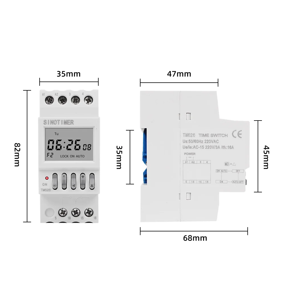 Two Groups Output Separate Control 7 Days Weekly Programmable 2 Channels Timer Switch Time Min. 1 Second Interval Clock Din Rail