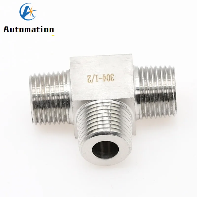 1 sztuk T typ konwersji armatura wysokiego ciśnienia 1/8 "1/4" 3/8 "1/2" męska koszulka 3 Way łącznik rurowy 304 ze stali nierdzewnej wody oleju gazowego — zdjęcie 4