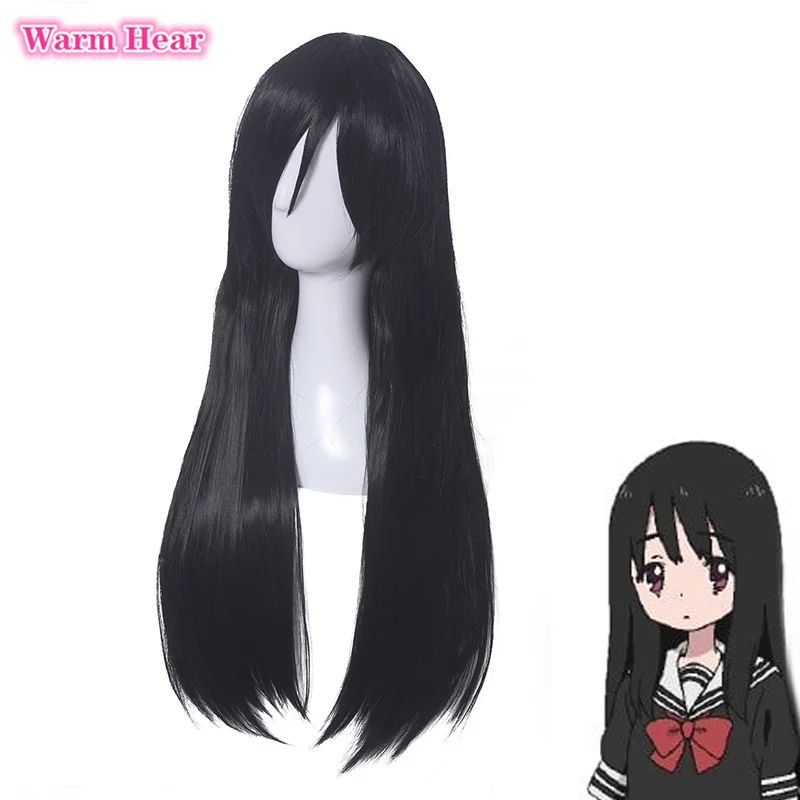 Asagiri Aya Wig Cosplay Hitam Panjang Anime Mahou Shoujo Situs Wig Rambut Sintetis Tahan Panas + Topi Wig