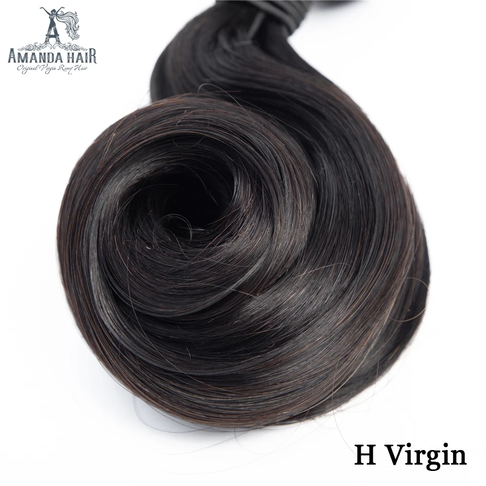 Amanda Egg Curl Funmi Hair Double Drawn Human Hair Bundles with Closure Unprocessed Virgin Brazilian Hair Bundles with Closure