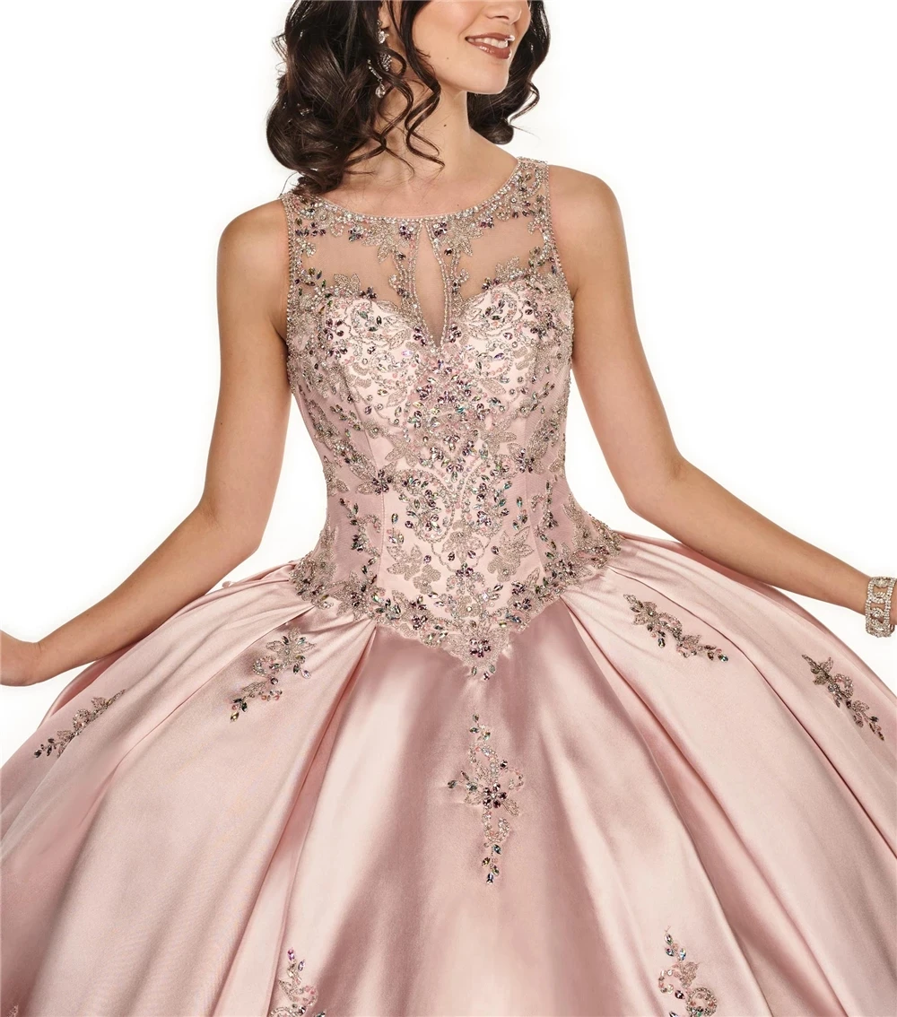 Bealegantom-vestido de baile quinceanera, contas com renda, cristais depurtes, sweet 16, vestido de 15 anos, qd1282