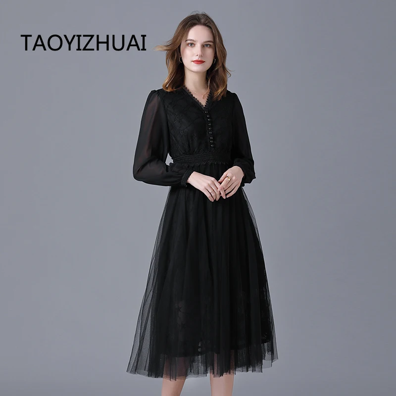 French V-neck black dress summer new temperament fairy plus size sexy dress for Sunscreen fashion