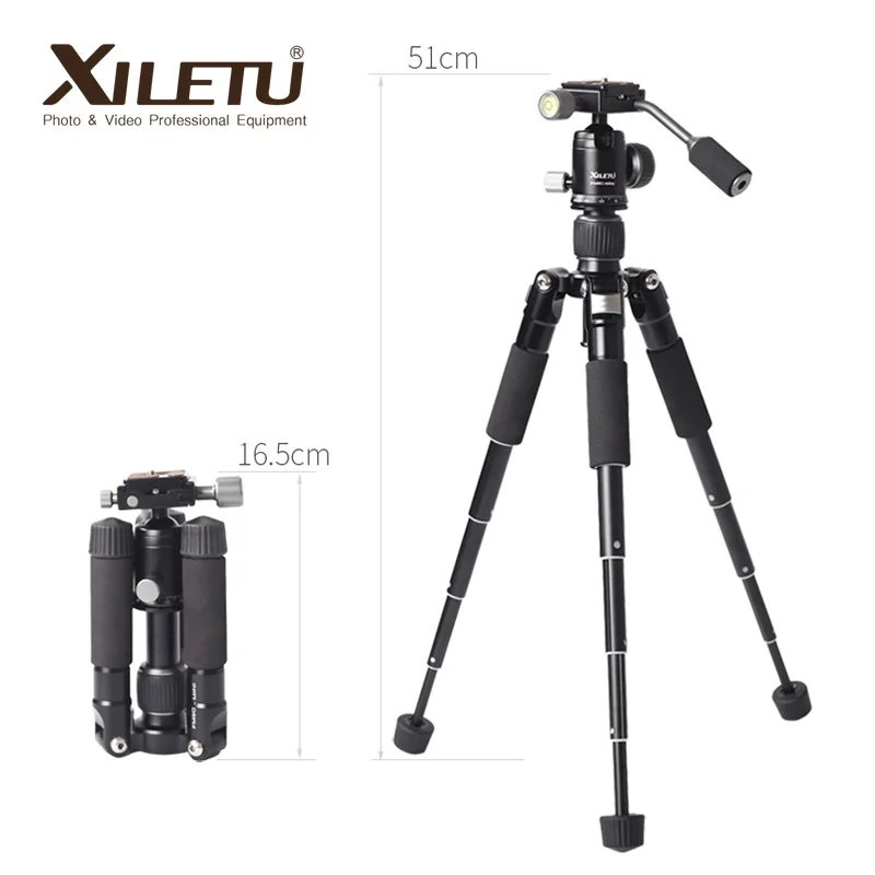 XILETU FM5C-MINI Aluminum Mini Tripod Ball Head Digital SLR Camera Tabletop Stand Lightweight Desktop Phone Triangle Bracket