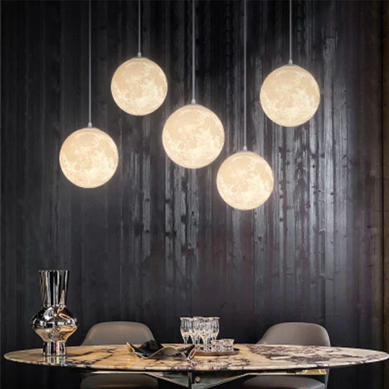 Modern Led Pendant Lights Moon Creative Nordic Hanging Lighting Fixtures Restaurant Bar Kitchen Living Bedroom Round Ball Lamps