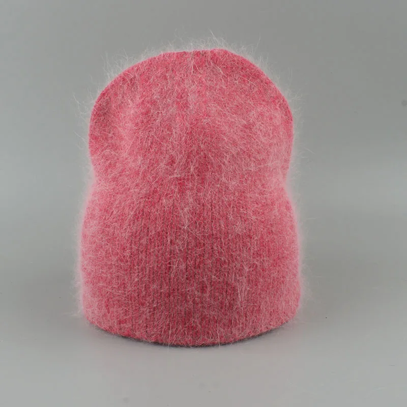 Autumn Winter Hat For Women 70% Rabbit Fur Winter Cap Fashion Warm Knitted Beanie Hats Women Solid Adult Cover Head Caps 5