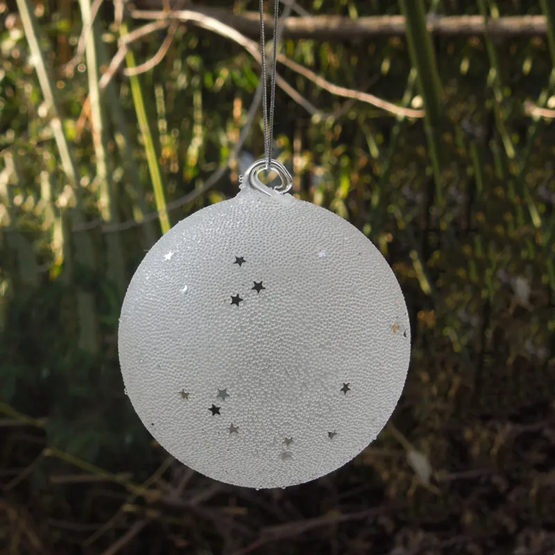 

12pcs/pack Diameter=8cm Small Size Handmade Silver Star Glass Globe Christmas Day Decoration Hanging Pendant Festival Gift