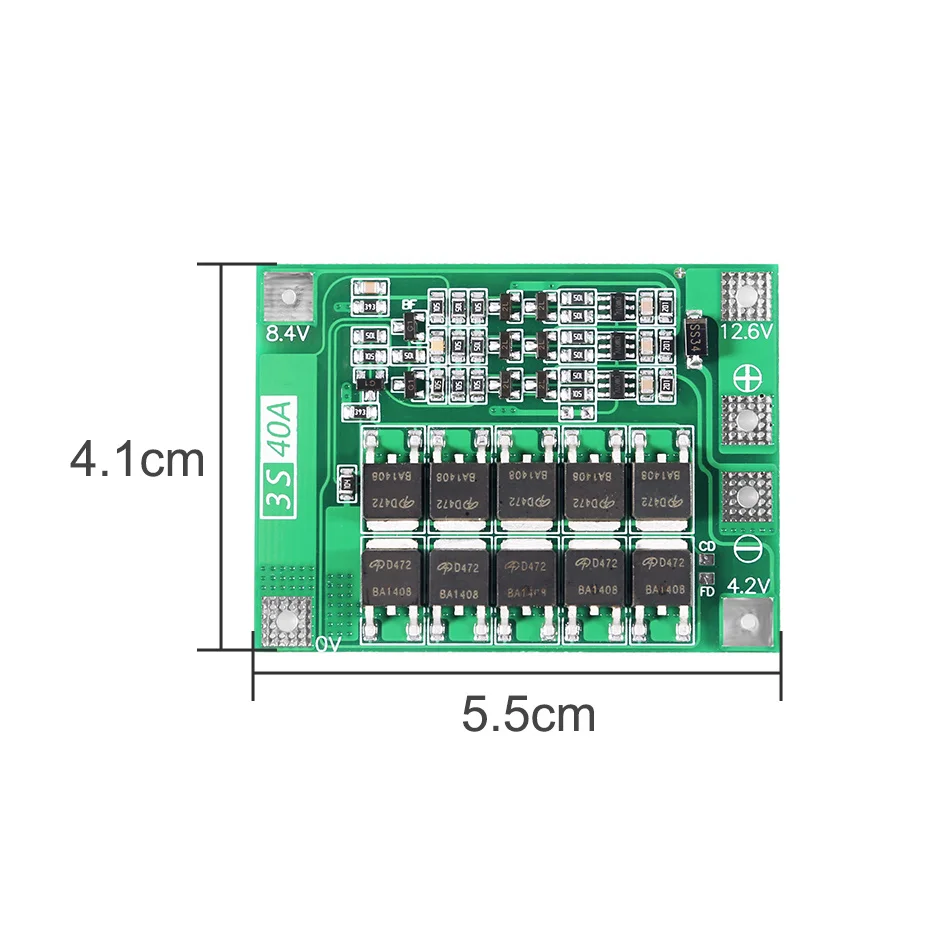 Cargador de batería de litio 3S/4S 20 40A 60A, Placa de protección de litio 18650 BMS, Motor de taladro 11,1 V 12,6 V/V 14,8 16,8 V, mejora/equilibrio