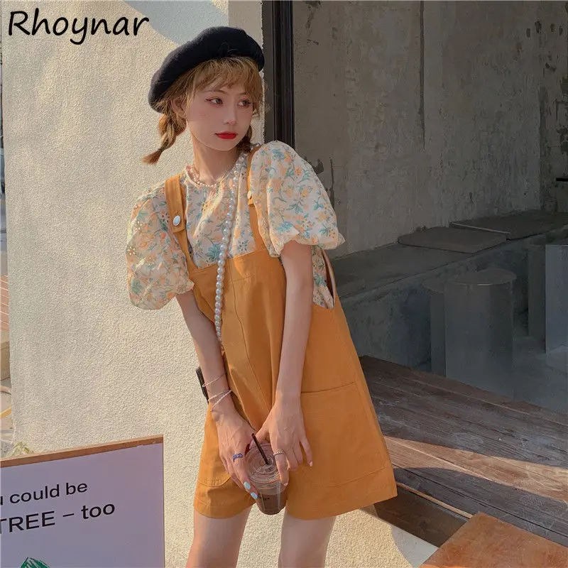 

Rompers Women Korean Style Fashion Loose S-3XL College All Match Solid Simple Sweet Tender Harajuku Female Wide Leg Trousers Ins